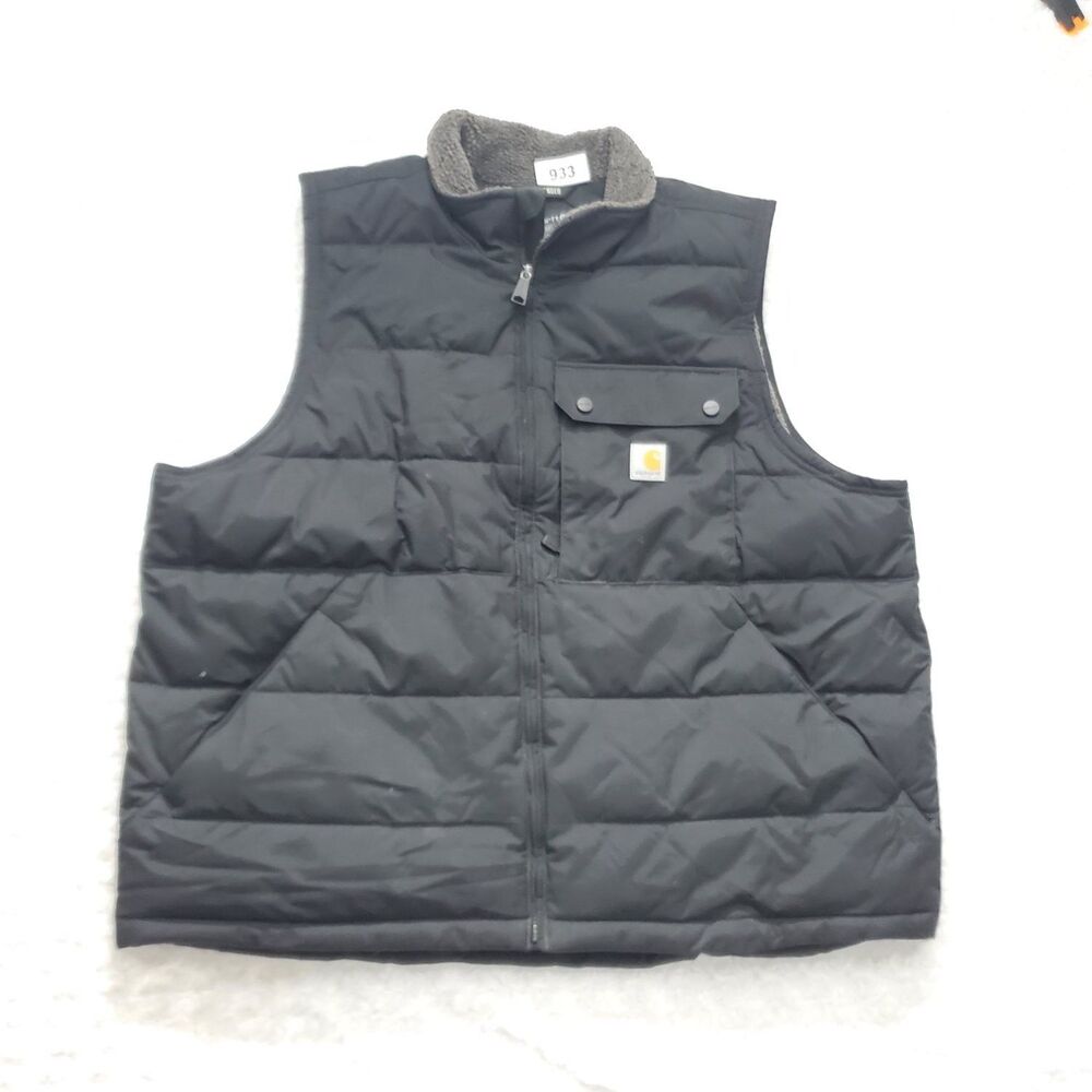 Carhartt Vest Rain Defender Mens XL Black Full Zip Quilted Insulated